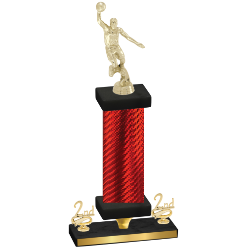 Premium Single Red Carbon Fiber Second Place Basketball Trophy