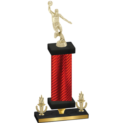 Premium Single Red Carbon Fiber Victory Basketball Trophy