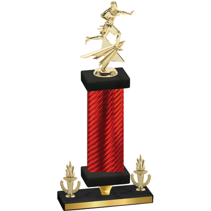 Premium Single Red Carbon Fiber Victory Flag Football Trophy