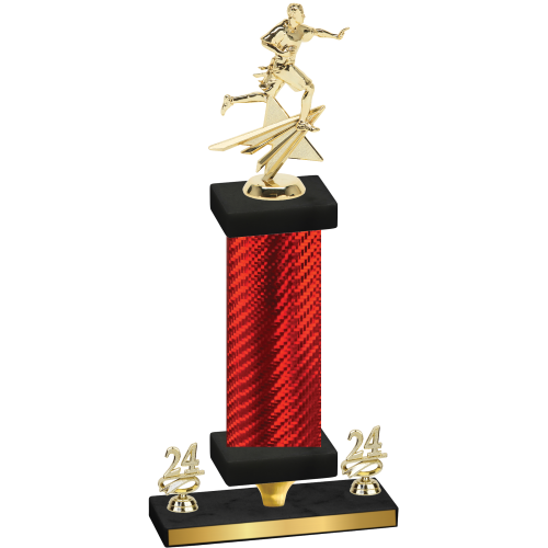 Premium Single Red Carbon Fiber Year Flag Football Trophy