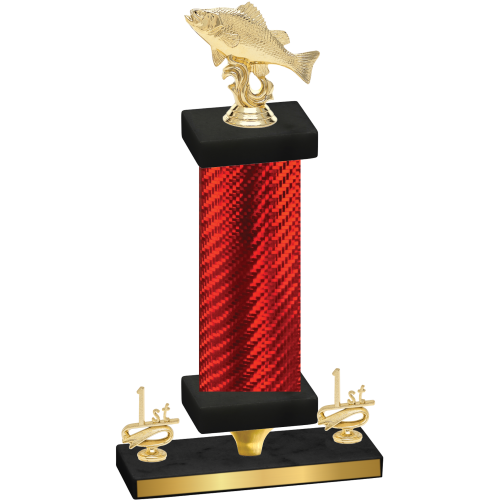 Premium Single Red Carbon Fiber First Place Fishing Trophy