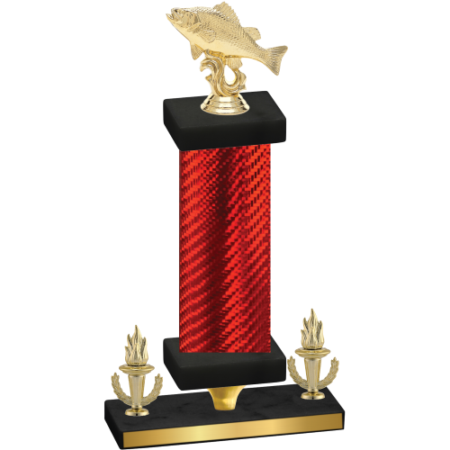 Premium Single Red Carbon Fiber Victory Fishing Trophy