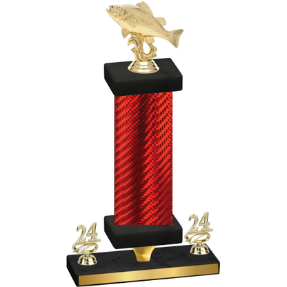 Premium Single Red Carbon Fiber Year Fishing Trophy