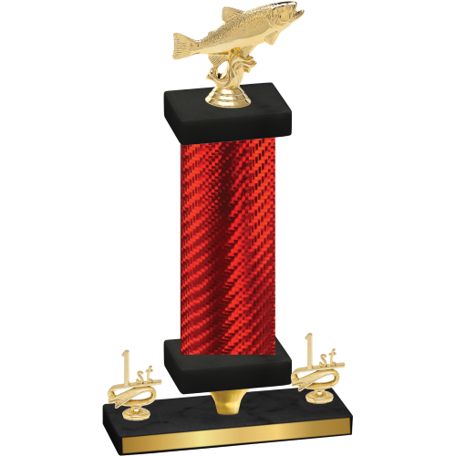 Premium Single Red Carbon Fiber First Place Fishing Trophy