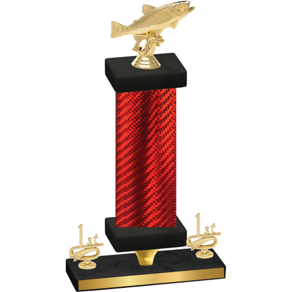 Premium Single Red Carbon Fiber First Place Fishing Trophy