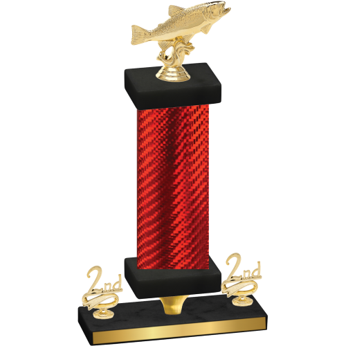 Premium Single Red Carbon Fiber Second Place Fishing Trophy