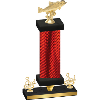 Premium Single Red Carbon Fiber Third Place Fishing Trophy