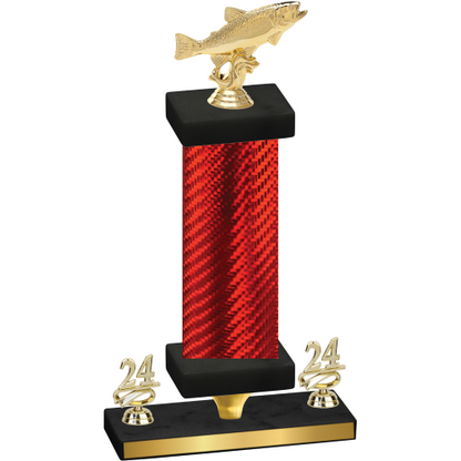 Premium Single Red Carbon Fiber Year Fishing Trophy