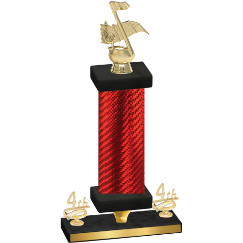 Premium Single Red Carbon Fiber Fourth Place Music Trophy