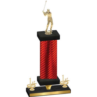 Premium Single Red Carbon Fiber First Place Golf Trophy