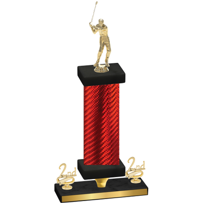 Premium Single Red Carbon Fiber Second Place Golf Trophy