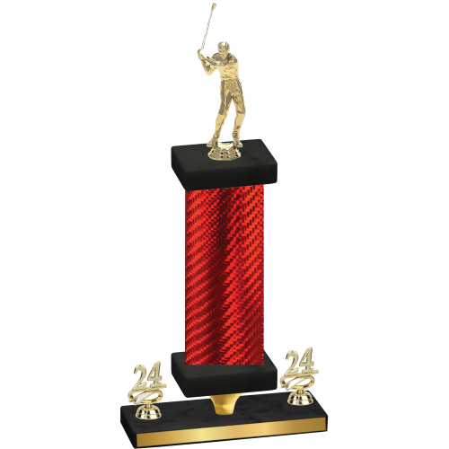 Premium Single Red Carbon Fiber Year Golf Trophy