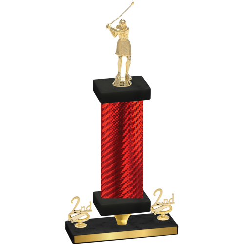 Premium Single Red Carbon Fiber Second Place Golf Trophy