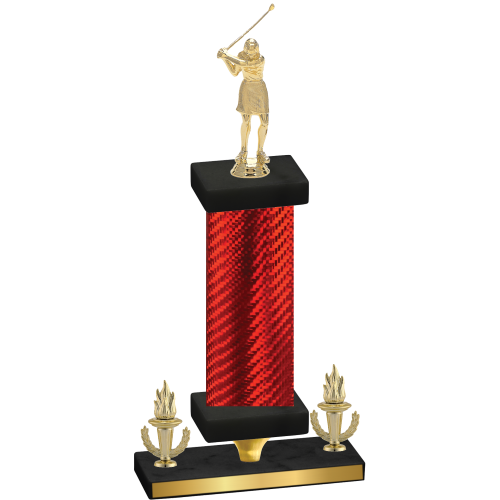 Premium Single Red Carbon Fiber Victory Golf Trophy