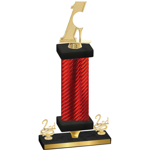 Premium Single Red Carbon Fiber Second Place Golf Trophy