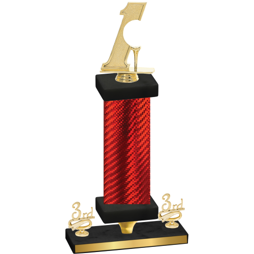 Premium Single Red Carbon Fiber Third Place Golf Trophy