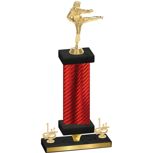 Premium Single Red Carbon Fiber First Place Karate Trophy