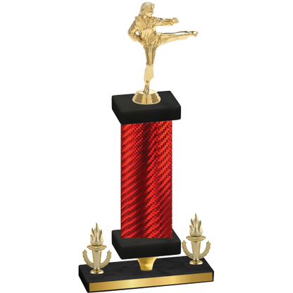 Premium Single Red Carbon Fiber Victory Karate Trophy