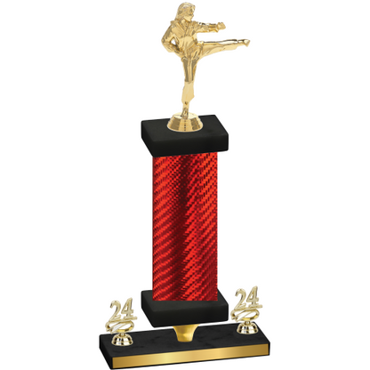 Premium Single Red Carbon Fiber Year Karate Trophy