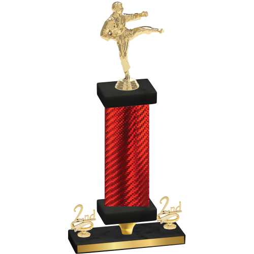 Premium Single Red Carbon Fiber Second Place Karate Trophy