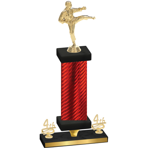 Premium Single Red Carbon Fiber Fourth Place Karate Trophy