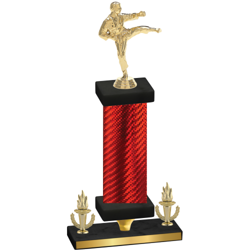 Premium Single Red Carbon Fiber Victory Karate Trophy