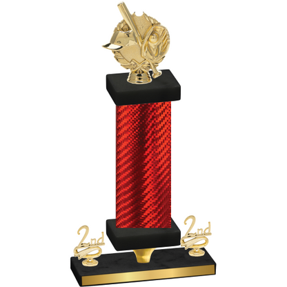 Premium Single Red Carbon Fiber Second Place Baseball Trophy