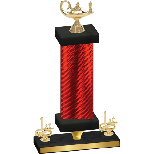 Premium Single Red Carbon Fiber First Place Academics Trophy