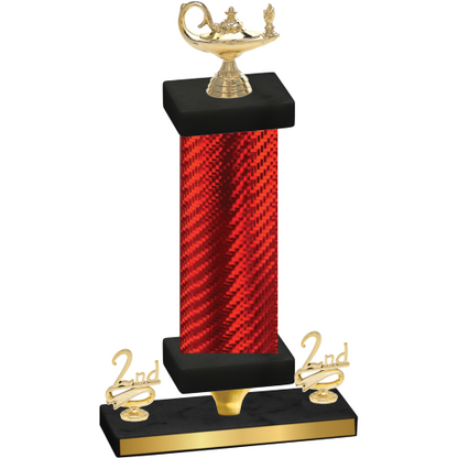 Premium Single Red Carbon Fiber Second Place Academics Trophy