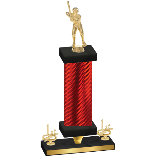 Premium Single Red Carbon Fiber First Place Baseball Trophy