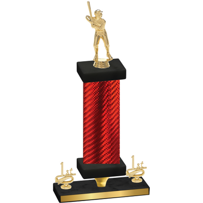 Premium Single Red Carbon Fiber First Place Baseball Trophy