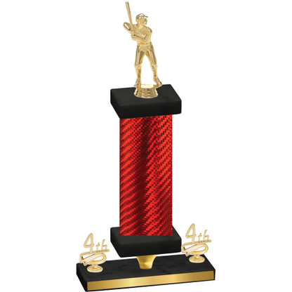 Premium Single Red Carbon Fiber Fourth Place Baseball Trophy
