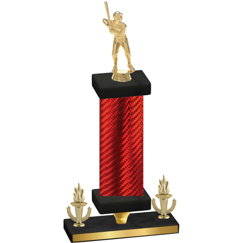 Premium Single Red Carbon Fiber Victory Baseball Trophy