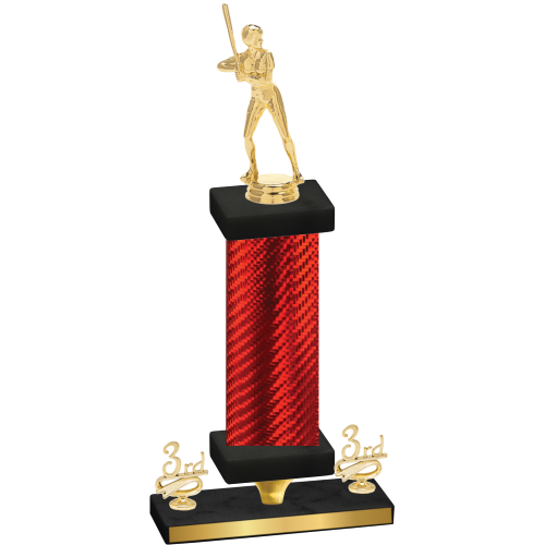 Premium Single Red Carbon Fiber Third Place Softball Trophy