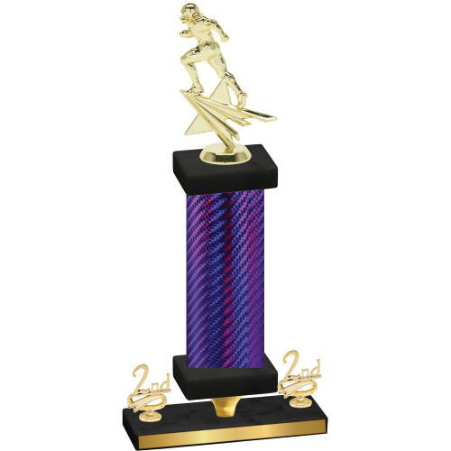 Premium Single Purple Carbon Fiber Second Place Football Trophy