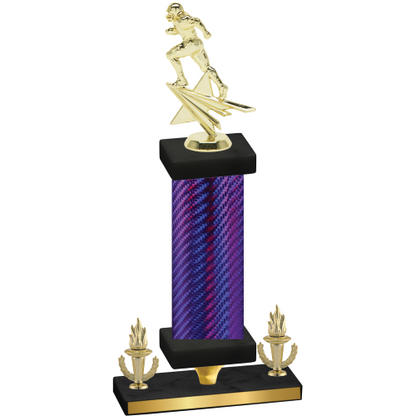 Premium Single Purple Carbon Fiber Victory Football Trophy