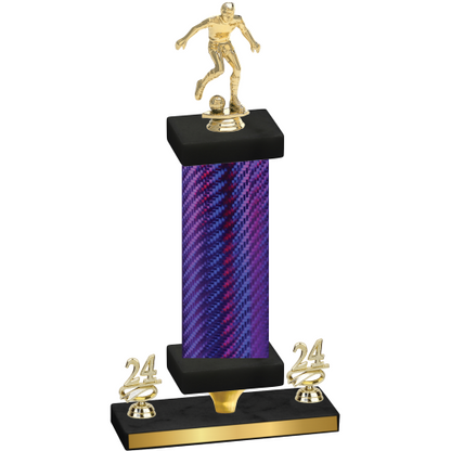 Premium Single Purple Carbon Fiber Year Soccer Trophy