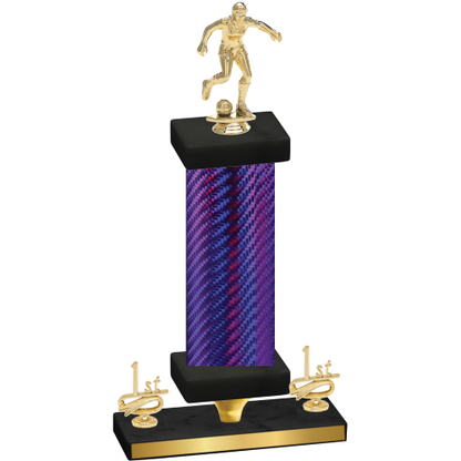 Premium Single Purple Carbon Fiber First Place Soccer Trophy