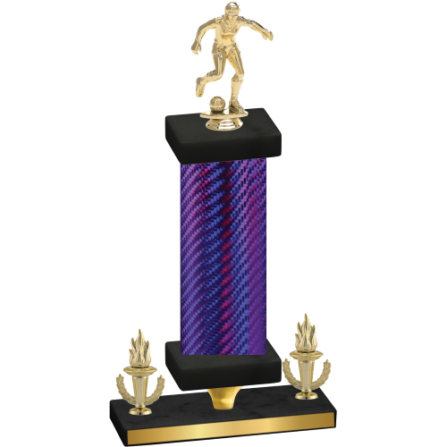 Premium Single Purple Carbon Fiber Victory Soccer Trophy