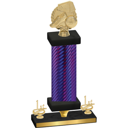 Premium Single Purple Carbon Fiber First Place Soccer Trophy