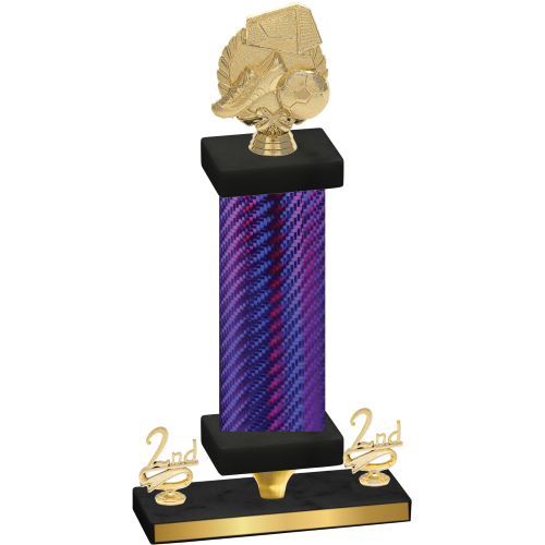 Premium Single Purple Carbon Fiber Second Place Soccer Trophy