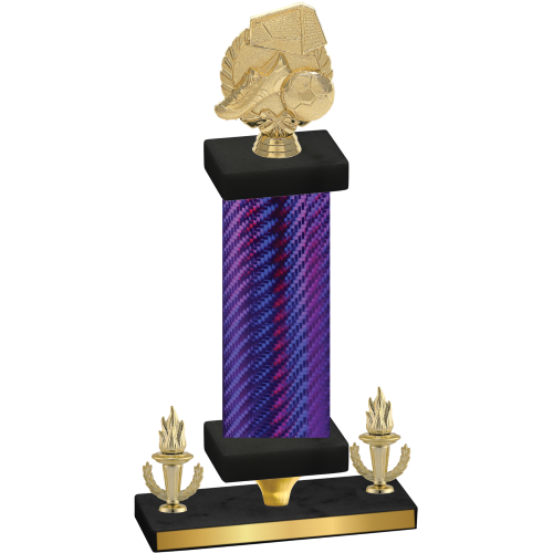 Premium Single Purple Carbon Fiber Victory Soccer Trophy