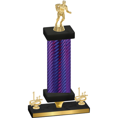 Premium Single Purple Carbon Fiber First Place Rugby Trophy