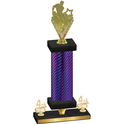 Premium Single Purple Carbon Fiber Fourth Place Rugby Trophy