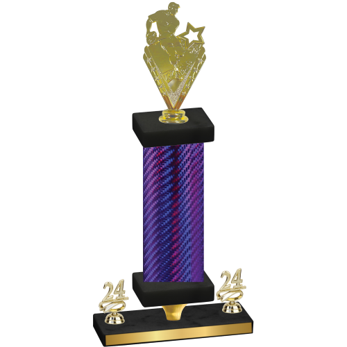 Premium Single Purple Carbon Fiber Year Rugby Trophy