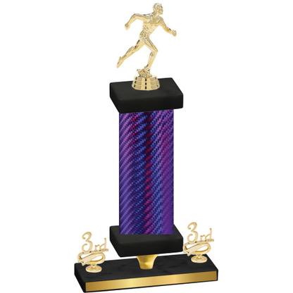 Premium Single Purple Carbon Fiber Third Place Running Trophy