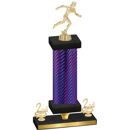 Premium Single Purple Carbon Fiber Second Place Running Trophy