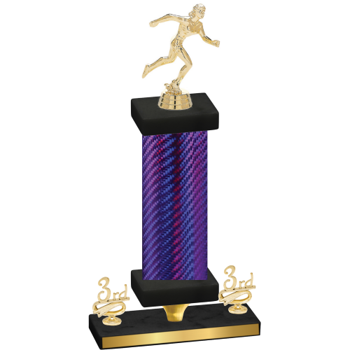 Premium Single Purple Carbon Fiber Third Place Running Trophy