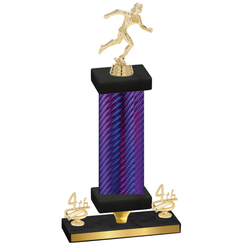 Premium Single Purple Carbon Fiber Fourth Place Running Trophy