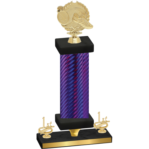 Premium Single Purple Carbon Fiber First Place Running Trophy